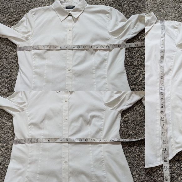 Lafayette 148 white collared button up shirt 12 - Picture 7 of 9